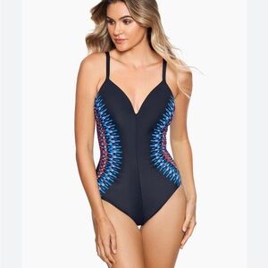 Miraclesuit women’s 14 temptation one piece in Nepali lace up open back slimming